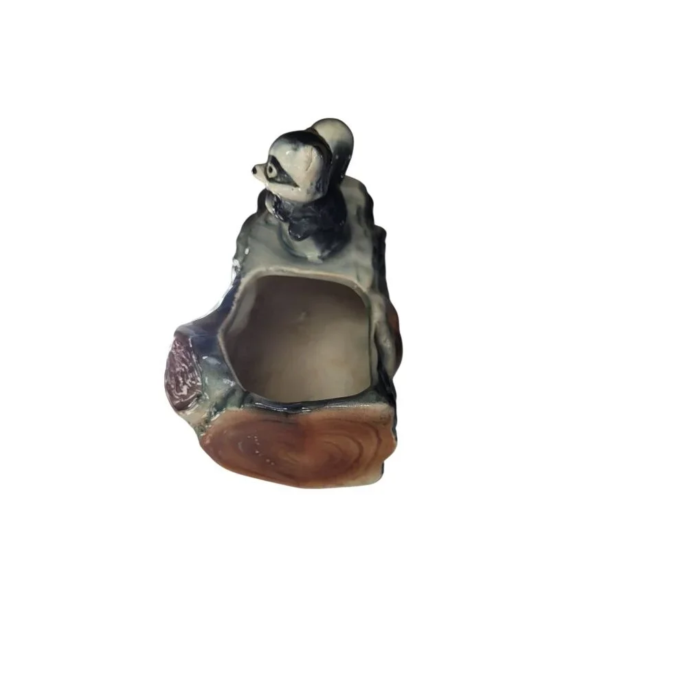Vintage McCoy Pottery Ceramic Raccoon On Log Planter‎ Vase